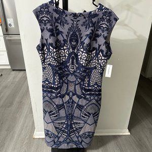 Dressbarn Blue Pattern Sleeveless Dress